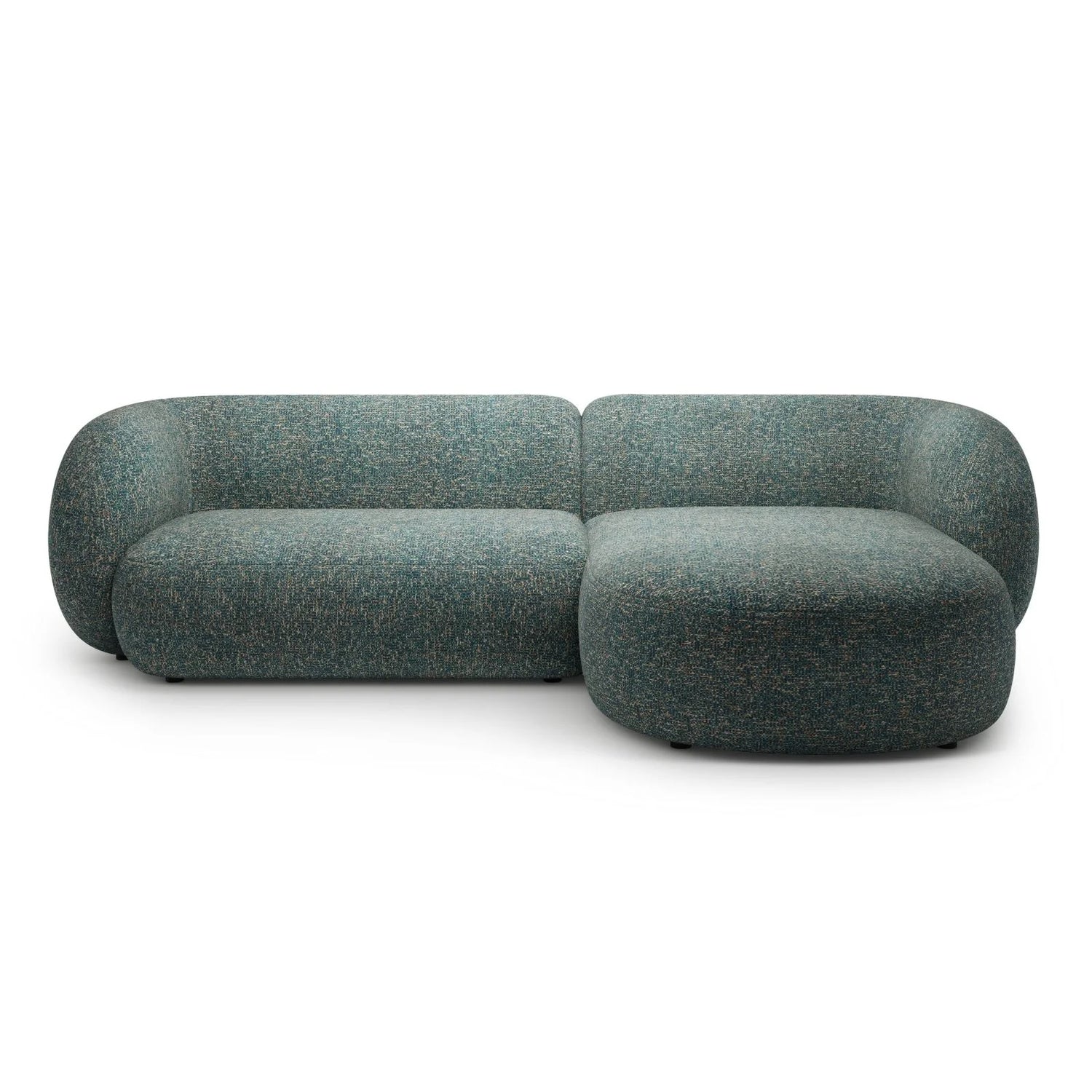 Kate Ecksofa Rechts mit Bezug aus Strukturierter Stoff (Puente 73) in Blaue melange, 285x176 cm – Bild 1