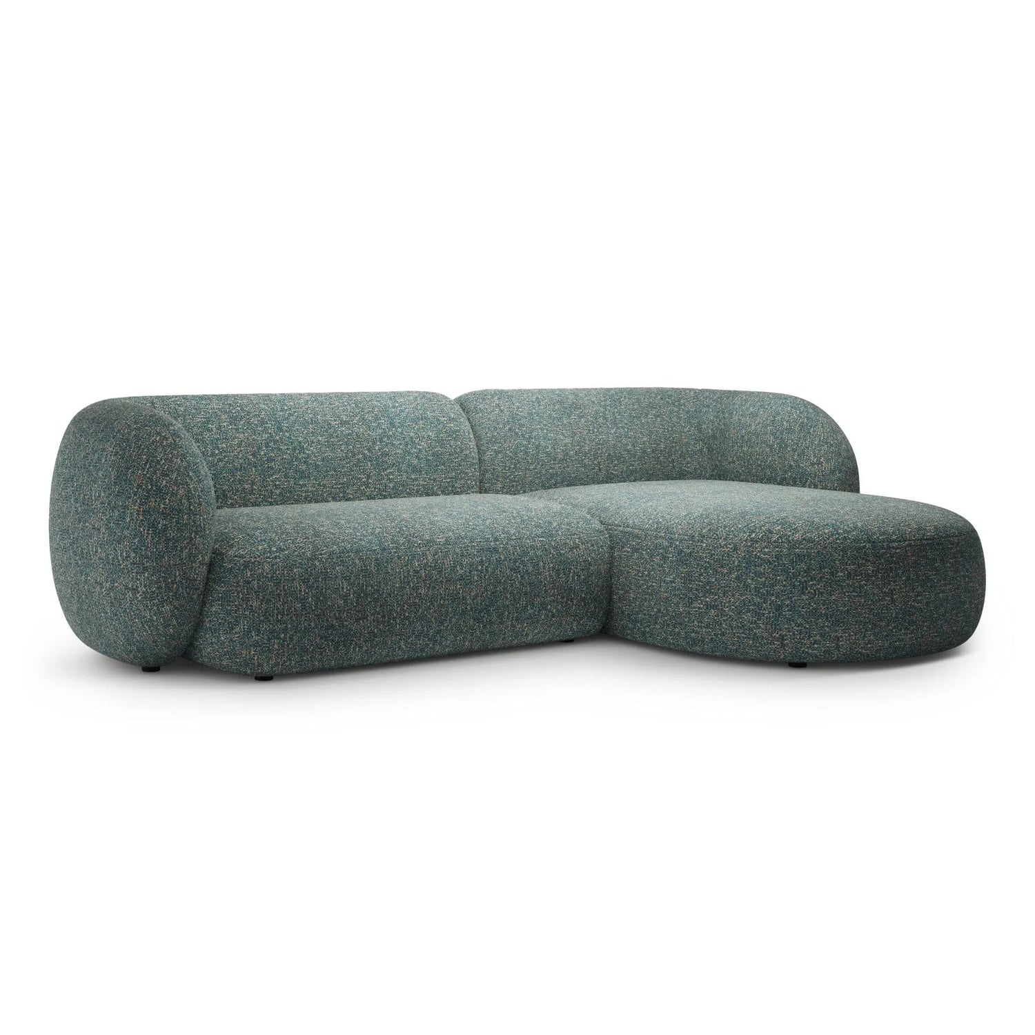 Kate Ecksofa Rechts mit Bezug aus Strukturierter Stoff (Puente 73) in Blaue melange, 285x176 cm – Bild 2