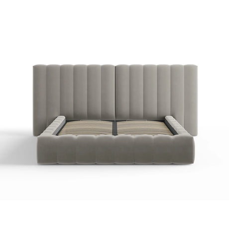 Kelp Bett mit Stauraum und Doppelkopfteil in Samt (Blu13) in Hellgrau, 200x200 cm – Bild 3