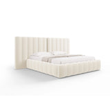 Kelp Bett mit Stauraum und Doppelkopfteil in Samt (Blu22) in Leichtes Beige, 180x200 cm – Bild 1