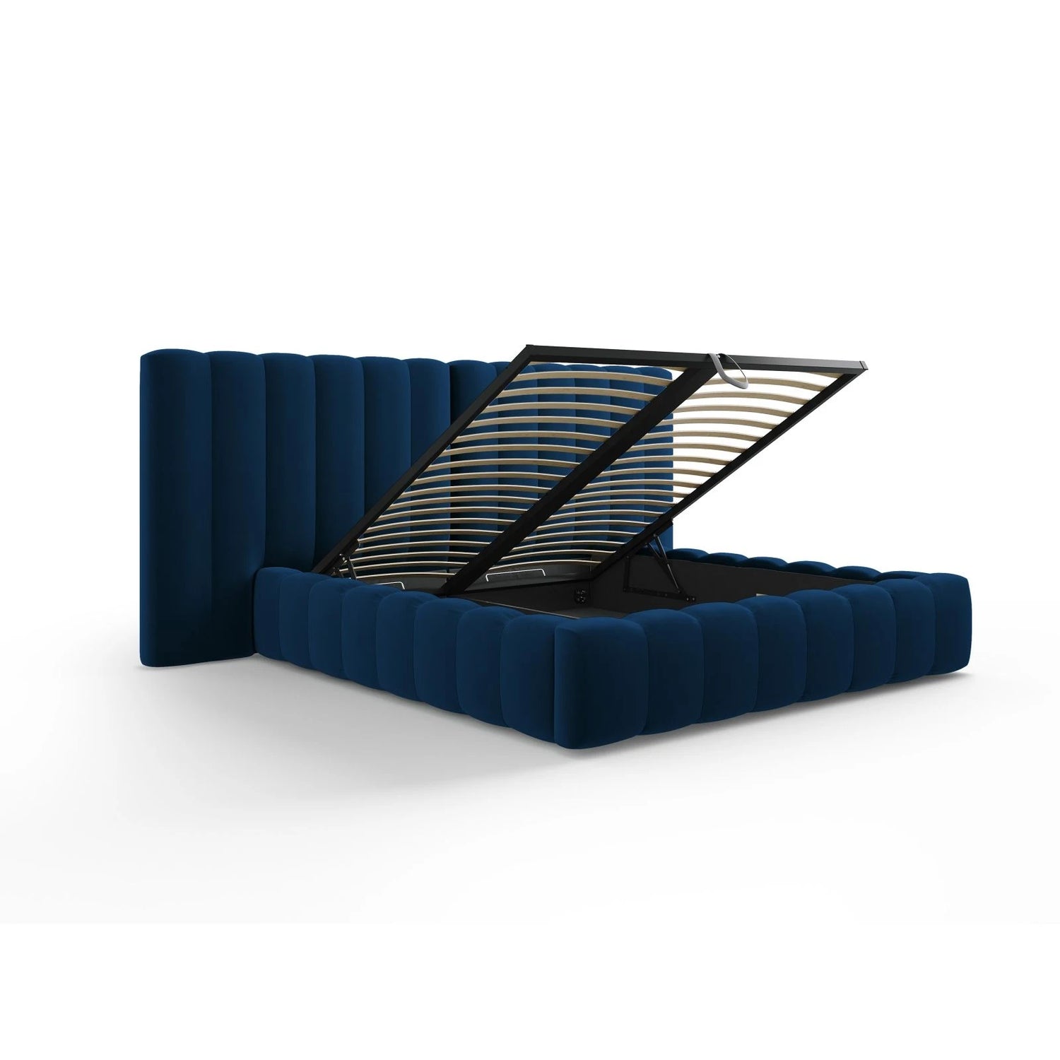 Kelp Bett mit Stauraum und Doppelkopfteil in Samt (Blu86) in Königsblau, 180x200 cm – Bild 5