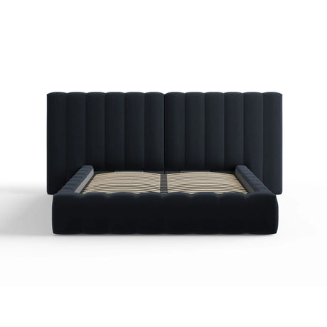 Kelp Bett mit Stauraum und Doppelkopfteil in Samt (Blu89) in Dunkelblau, 180x200 cm – Bild 3