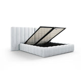 Kelp Bett mit Stauraum und Doppelkopfteil in Strukturierter Stoff (Mol70) in Hellgrau, 160x200 cm – Bild 5