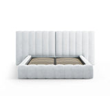 Kelp Bett mit Stauraum und Doppelkopfteil in Strukturierter Stoff (Mol70) in Hellgrau, 200x200 cm – Bild 3