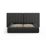 Kelp Bett mit Stauraum und Doppelkopfteil in Strukturierter Stoff (Mol97) in Anthrazit, 160x200 cm – Bild 3