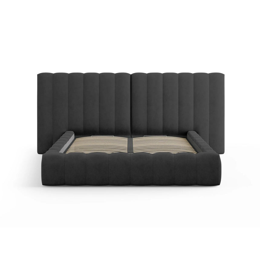 Kelp Bett mit Stauraum und Doppelkopfteil in Strukturierter Stoff (Mol97) in Anthrazit, 180x200 cm – Bild 3