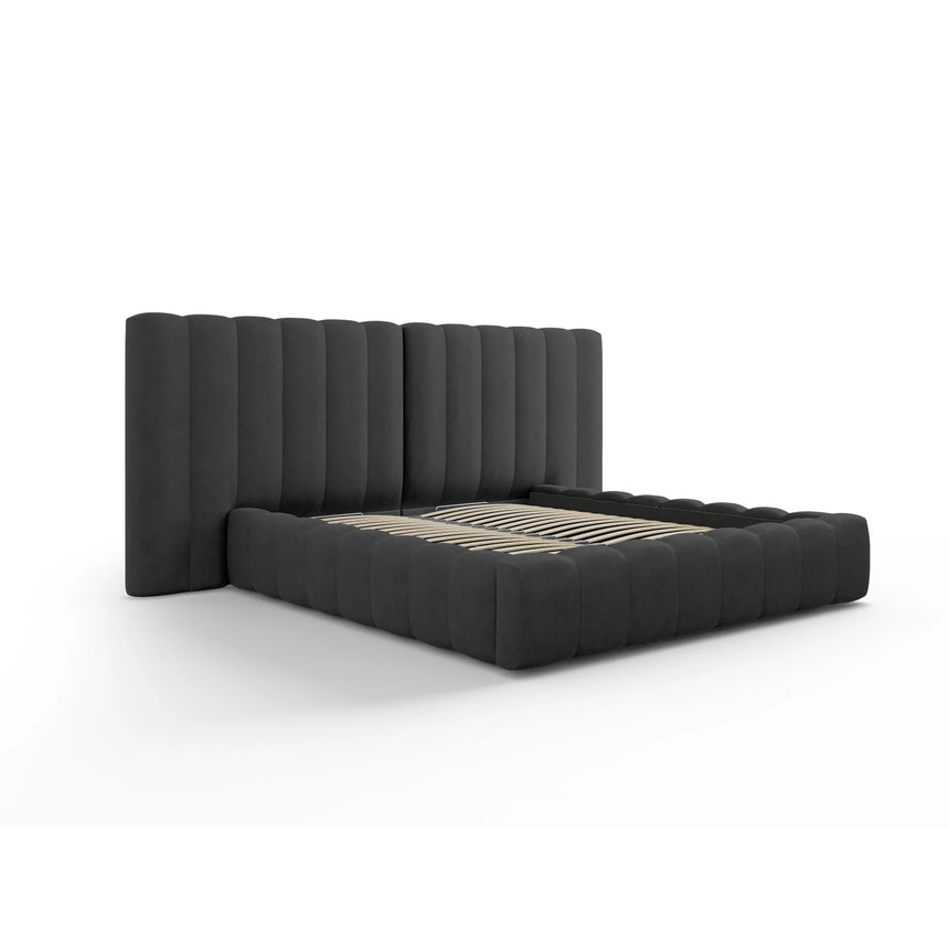 Kelp Bett mit Stauraum und Doppelkopfteil in Strukturierter Stoff (Mol97) in Anthrazit, 180x200 cm – Bild 4