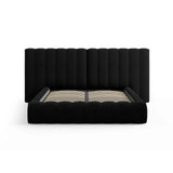 Kelp Bett mit Stauraum und Doppelkopfteil in Strukturierter Stoff (Mol99) in Schwarz, 160x200 cm – Bild 3