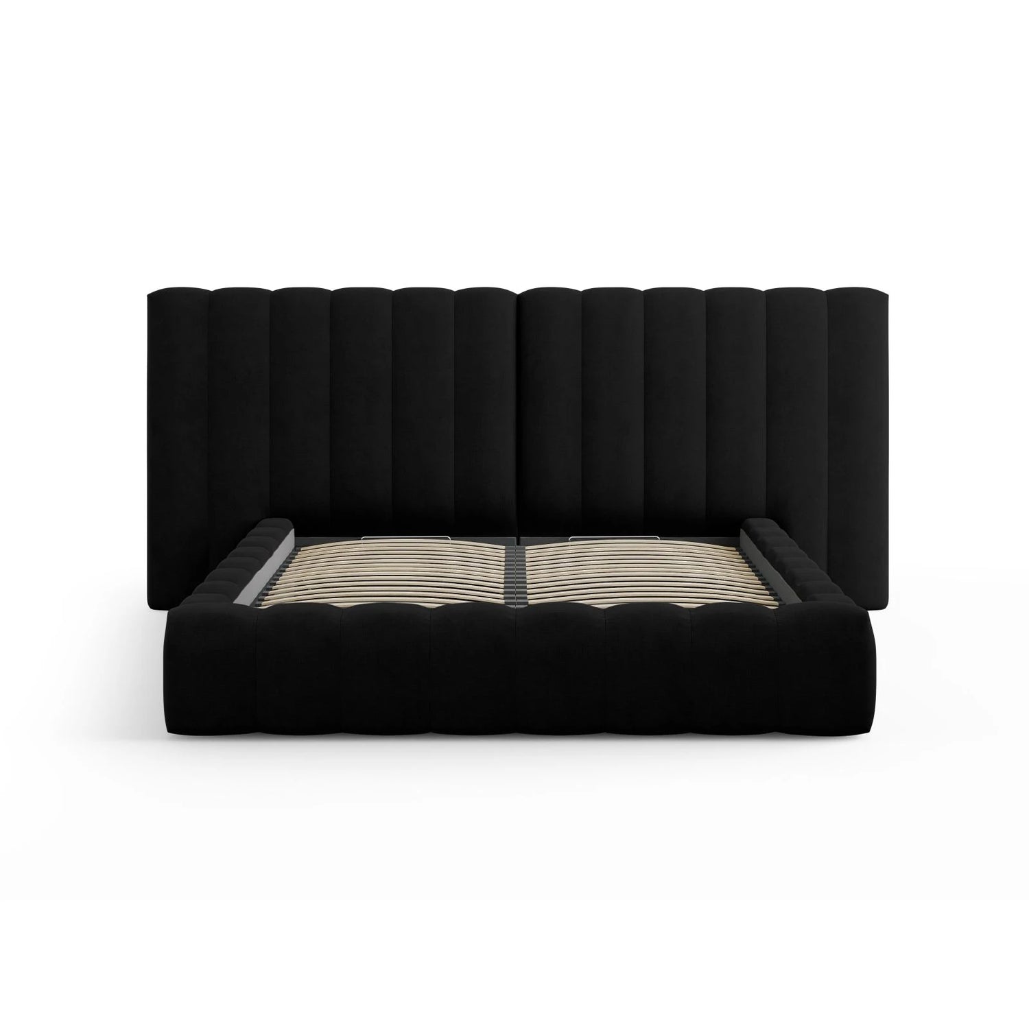 Kelp Bett mit Stauraum und Doppelkopfteil in Strukturierter Stoff (Mol99) in Schwarz, 180x200 cm – Bild 3