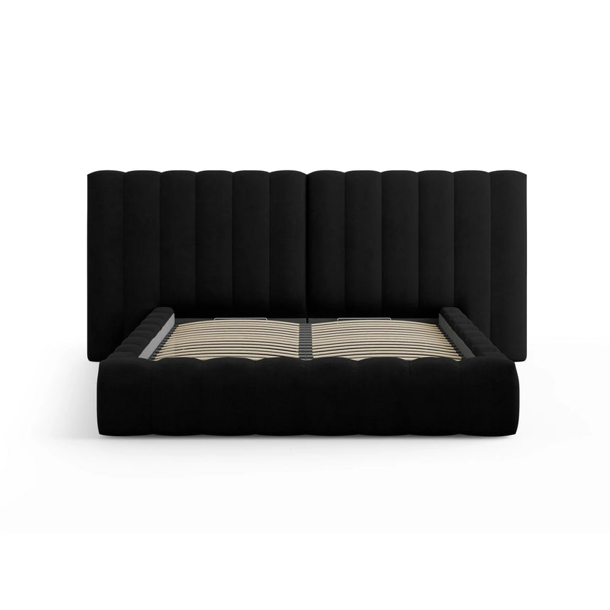 Kelp Bett mit Stauraum und Doppelkopfteil in Strukturierter Stoff (Mol99) in Schwarz, 180x200 cm – Bild 3