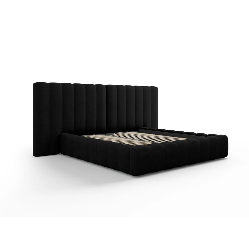 Kelp Bett mit Stauraum und Doppelkopfteil in Strukturierter Stoff (Mol99) in Schwarz, 180x200 cm – Bild 4