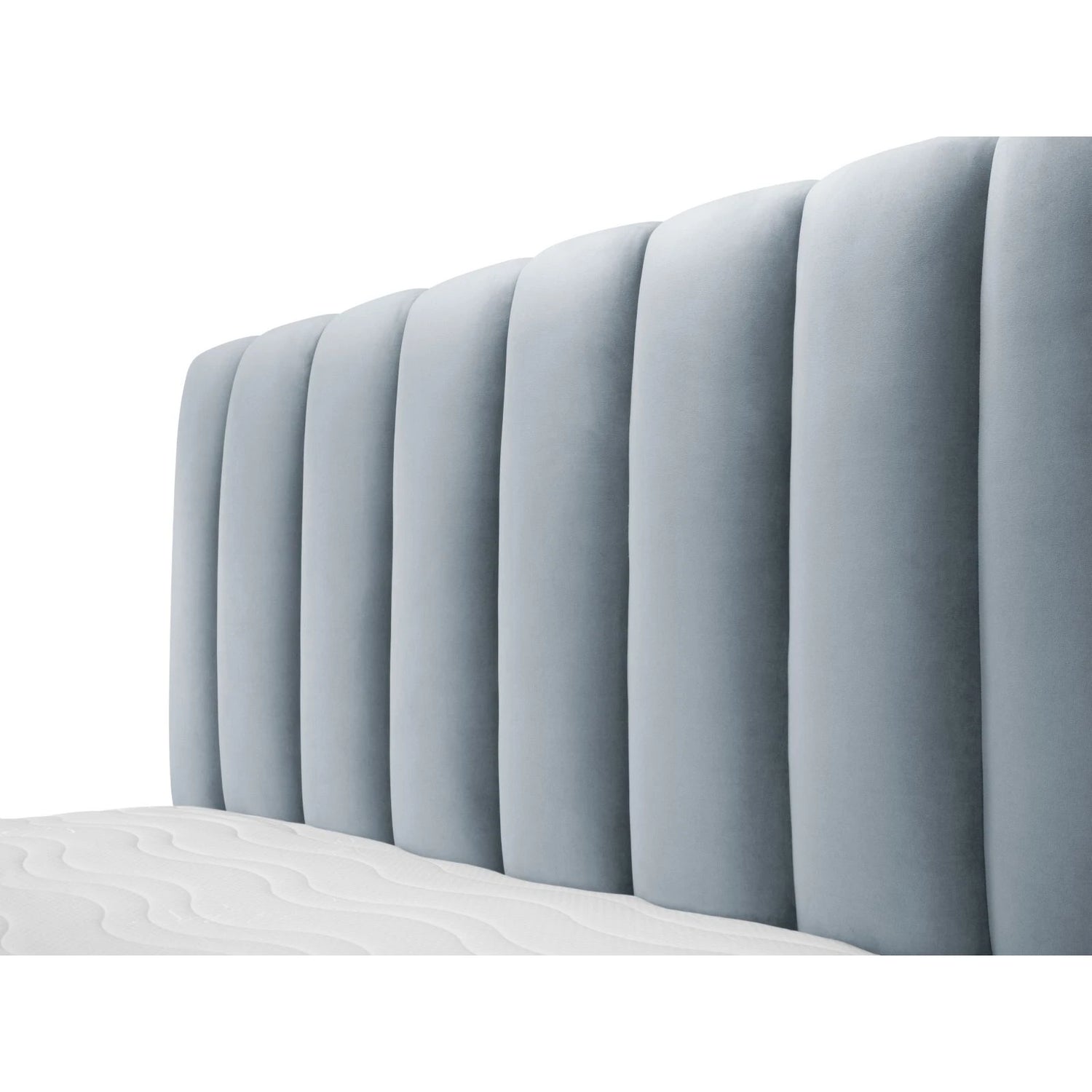 Kelp Bett mit Stauraum und Kopfteil in Samt (Blu06) in Hellblau, 140x200 cm – Bild 7