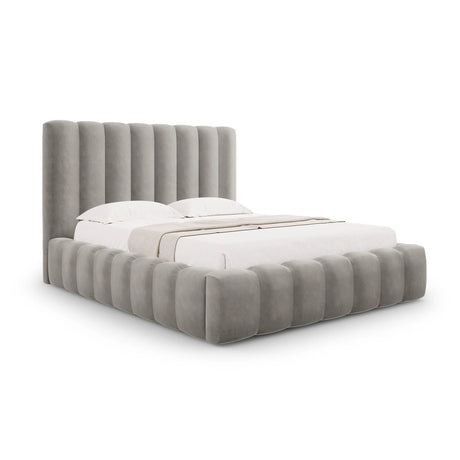 Kelp Bett mit Stauraum und Kopfteil in Samt (Blu13) in Hellgrau, 200x200 cm – Bild 1