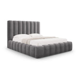Kelp Bett mit Stauraum und Kopfteil in Samt (Blu14) in Grau, 160x200 cm – Bild 1