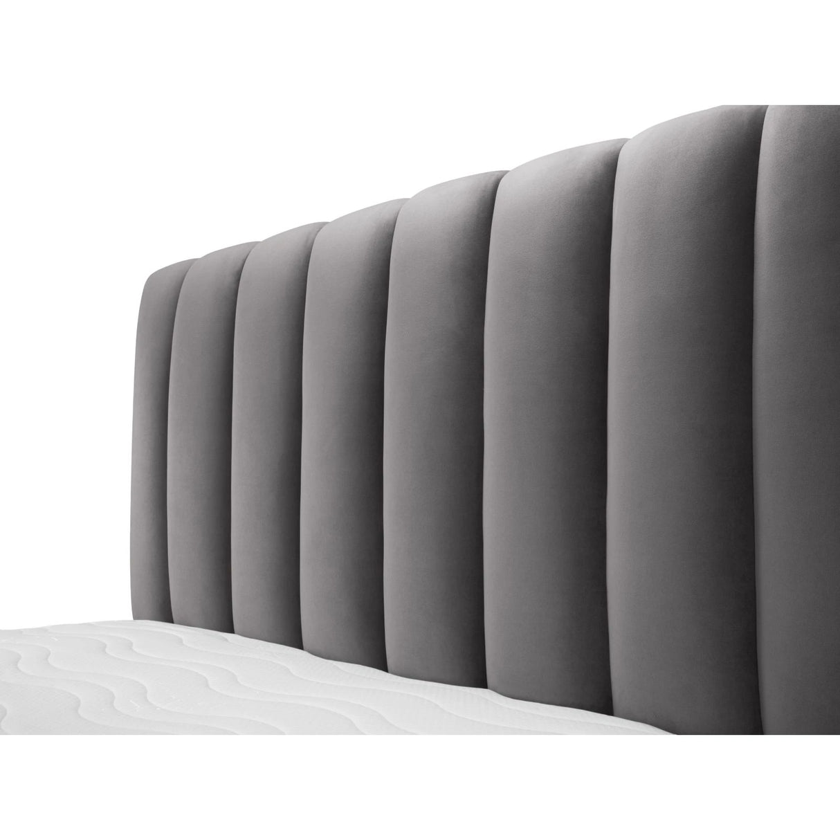 Kelp Bett mit Stauraum und Kopfteil in Samt (Blu14) in Grau, 200x200 cm – Bild 7