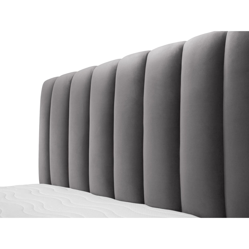 Kelp Bett mit Stauraum und Kopfteil in Samt (Blu14) in Grau, 200x200 cm – Bild 7