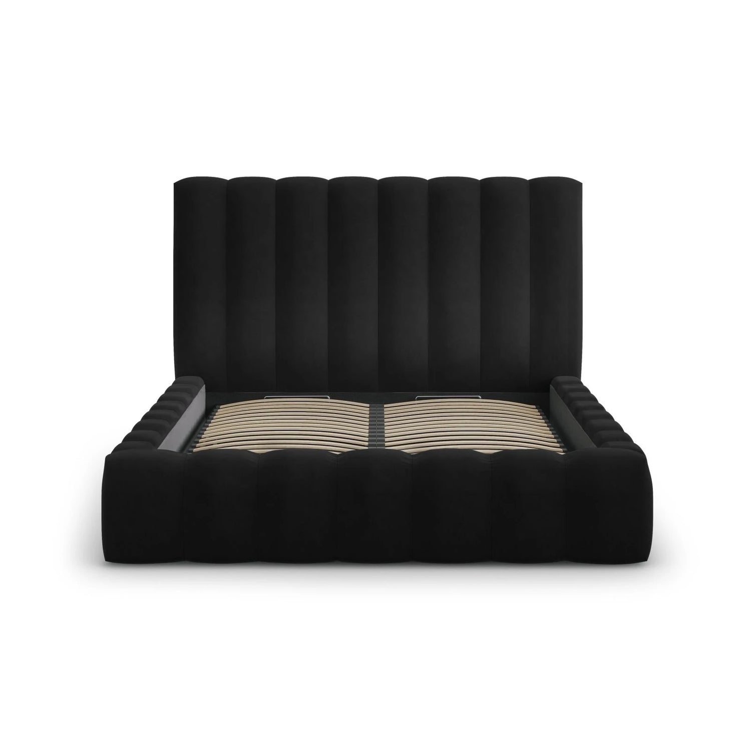 Kelp Bett mit Stauraum und Kopfteil in Samt (Blu19) in Schwarz, 140x200 cm – Bild 5