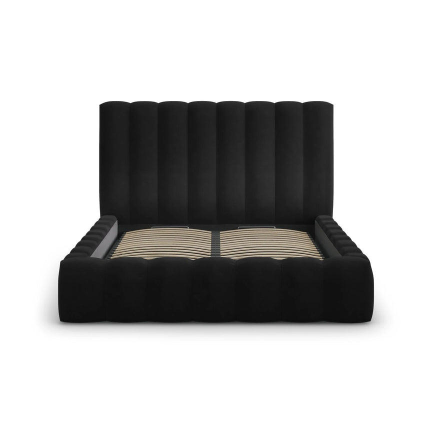Kelp Bett mit Stauraum und Kopfteil in Samt (Blu19) in Schwarz, 200x200 cm – Bild 5