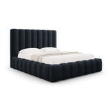 Kelp Bett mit Stauraum und Kopfteil in Samt (Blu89) in Dunkelblau, 200x200 cm – Bild 1