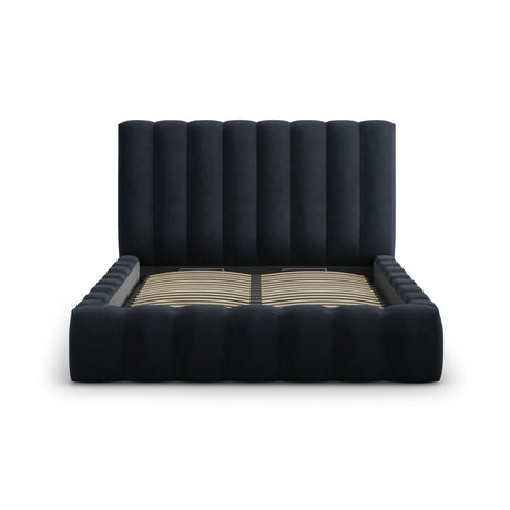Kelp Bett mit Stauraum und Kopfteil in Samt (Blu89) in Dunkelblau, 200x200 cm – Bild 5