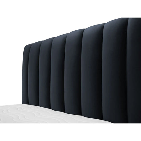 Kelp Bett mit Stauraum und Kopfteil in Samt (Blu89) in Dunkelblau, 200x200 cm – Bild 7