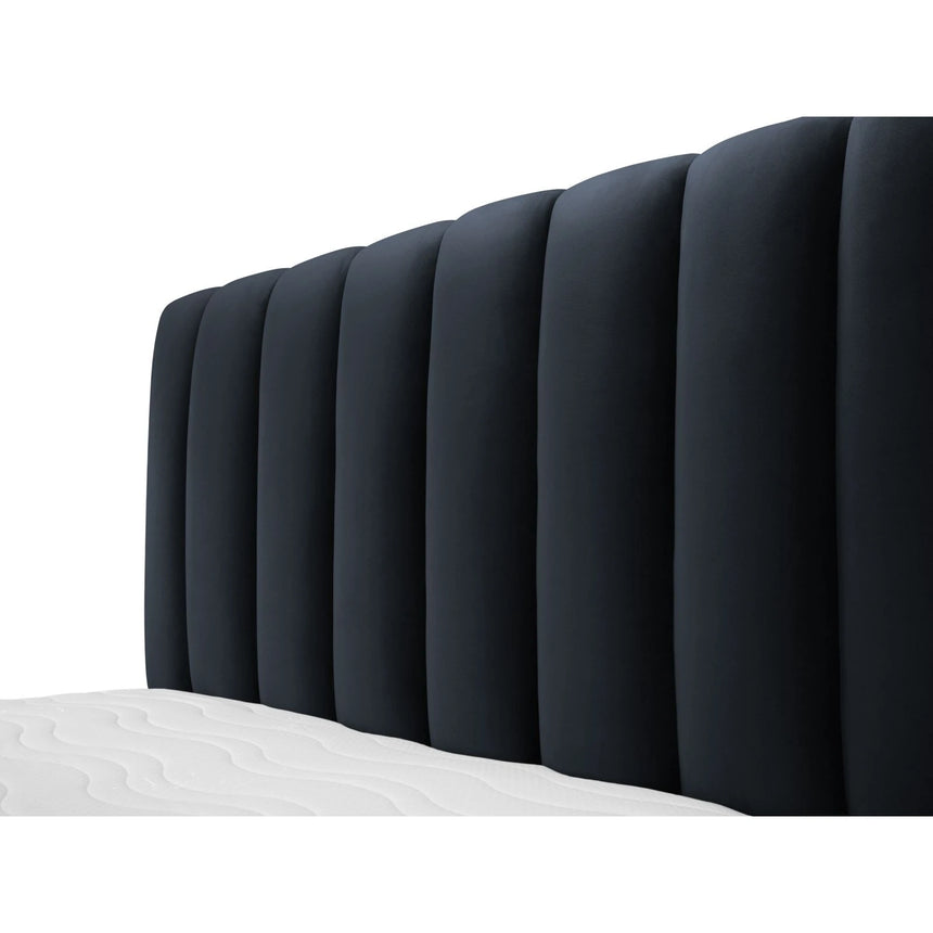 Kelp Bett mit Stauraum und Kopfteil in Samt (Blu89) in Dunkelblau, 200x200 cm – Bild 7