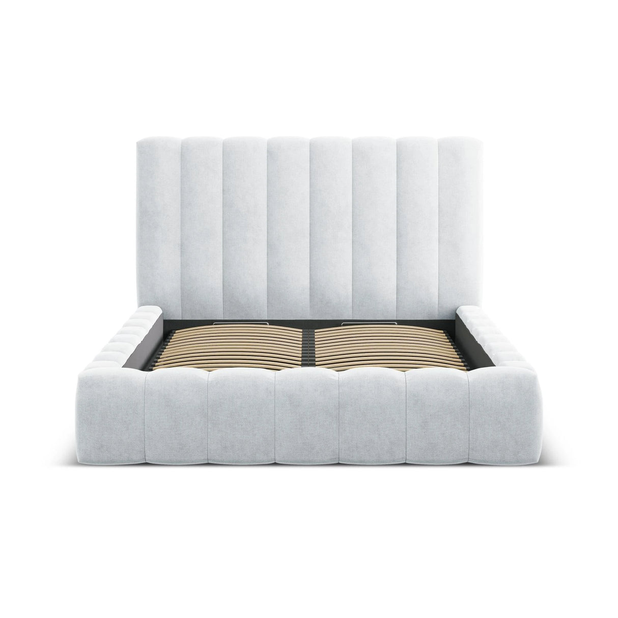 Kelp Bett mit Stauraum und Kopfteil in Strukturierter Stoff (Mol70) in Hellgrau, 140x200 cm – Bild 4