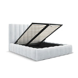 Kelp Bett mit Stauraum und Kopfteil in Strukturierter Stoff (Mol70) in Hellgrau, 140x200 cm – Bild 5