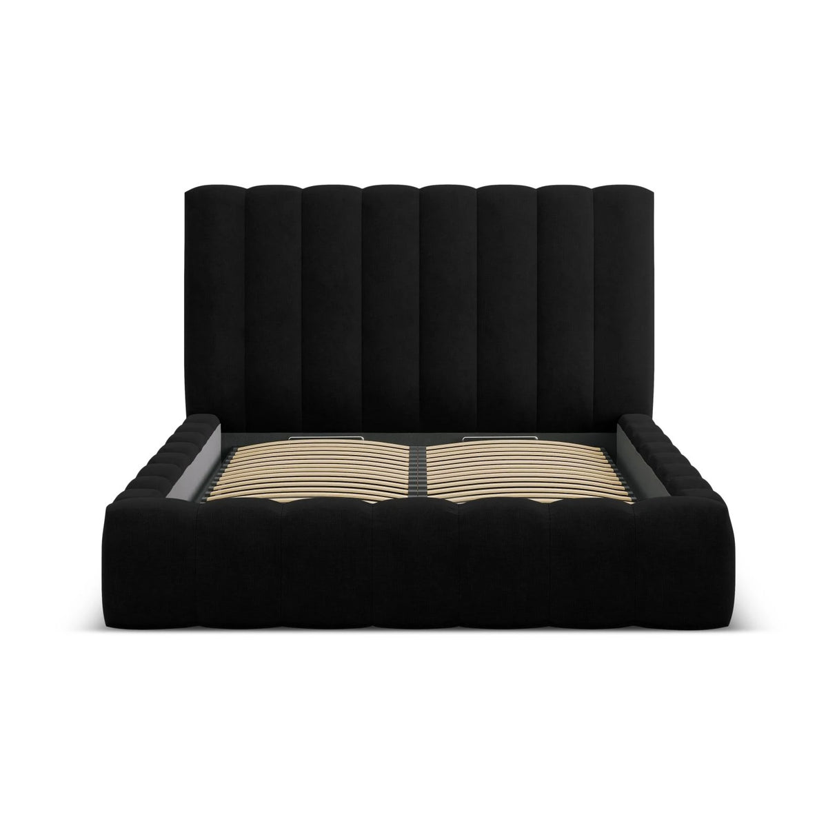 Kelp Bett mit Stauraum und Kopfteil in Strukturierter Stoff (Mol99) in Schwarz, 180x200 cm – Bild 4