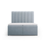 Kelp Boxspringbett mit Stauraum und Kopfteil in Samt (Blu06) in Hellblau, 140x200 cm – Bild 1