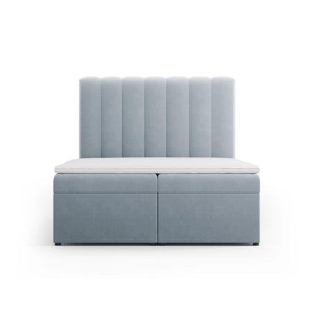 Kelp Boxspringbett mit Stauraum und Kopfteil in Samt (Blu06) in Hellblau, 140x200 cm – Bild 1