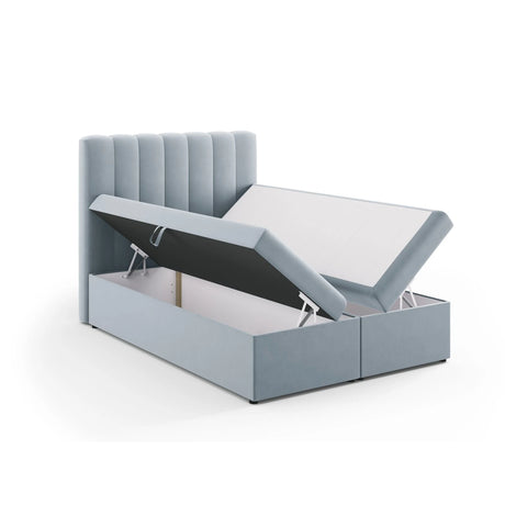 Kelp Boxspringbett mit Stauraum und Kopfteil in Samt (Blu06) in Hellblau, 140x200 cm – Bild 5