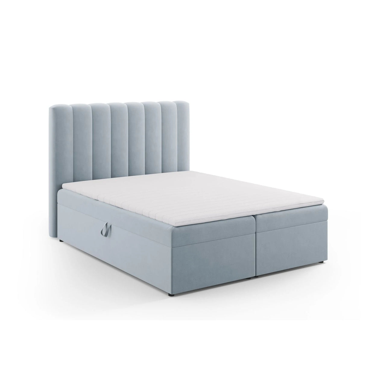 Kelp Boxspringbett mit Stauraum und Kopfteil in Samt (Blu06) in Hellblau, 160x200 cm – Bild 3