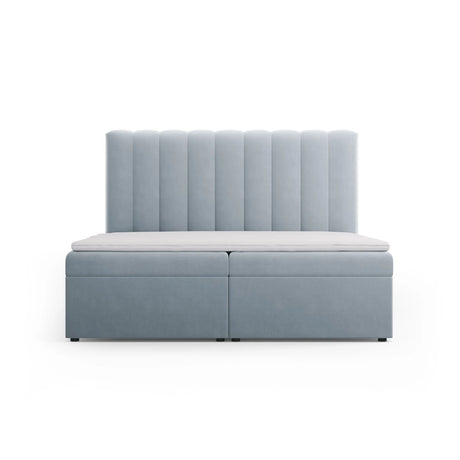 Kelp Boxspringbett mit Stauraum und Kopfteil in Samt (Blu06) in Hellblau, 180x200 cm – Bild 1