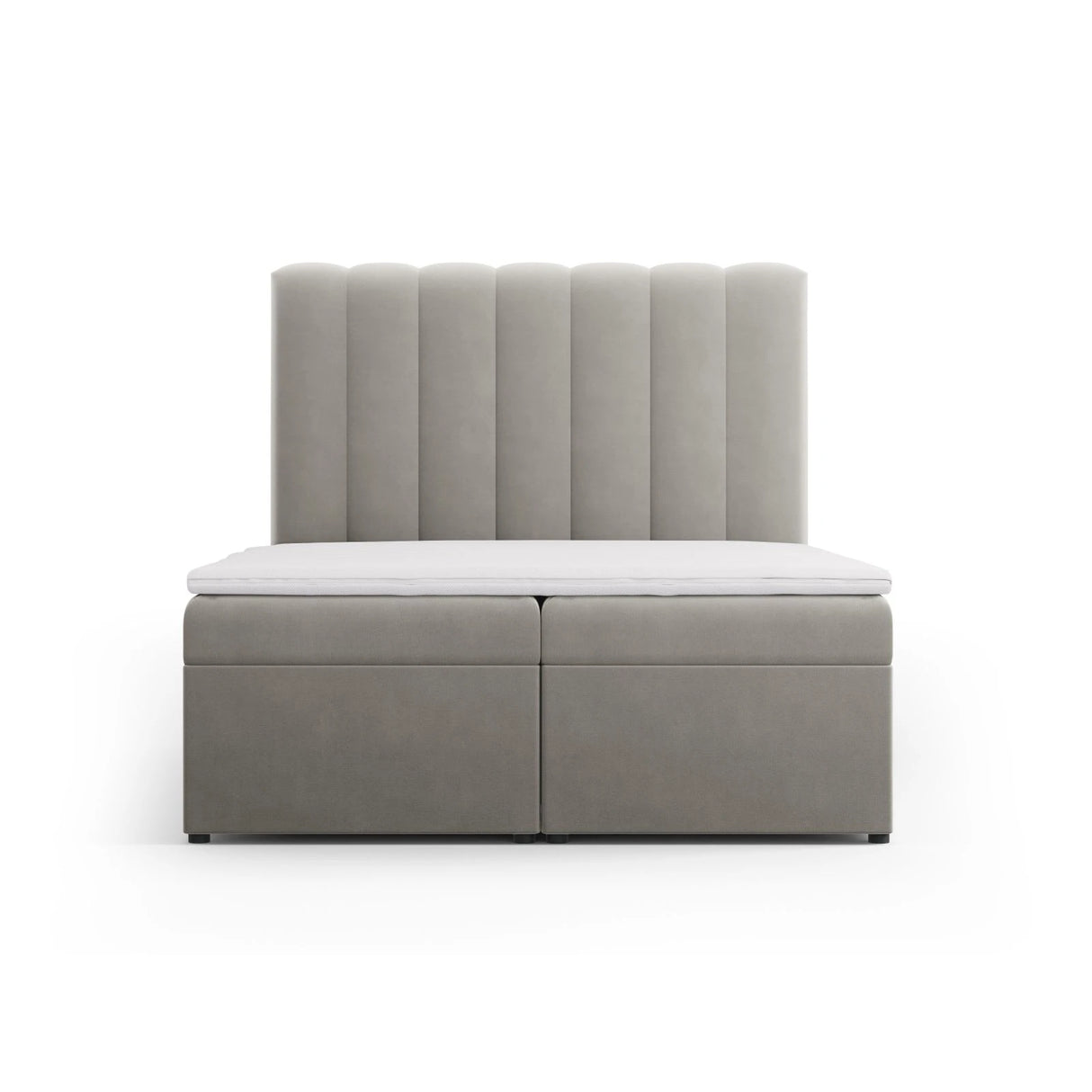 Kelp Boxspringbett mit Stauraum und Kopfteil in Samt (Blu13) in Hellgrau, 140x200 cm – Bild 1