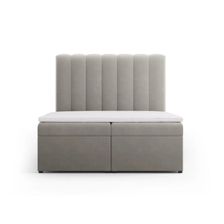 Kelp Boxspringbett mit Stauraum und Kopfteil in Samt (Blu13) in Hellgrau, 140x200 cm – Bild 1