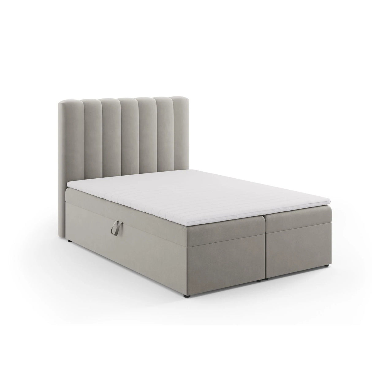 Kelp Boxspringbett mit Stauraum und Kopfteil in Samt (Blu13) in Hellgrau, 140x200 cm – Bild 3