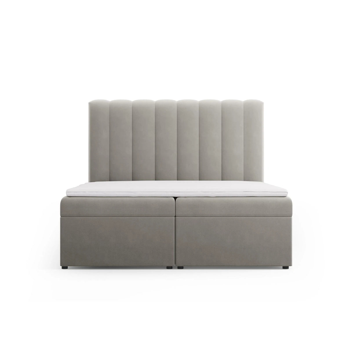 Kelp Boxspringbett mit Stauraum und Kopfteil in Samt (Blu13) in Hellgrau, 160x200 cm – Bild 1