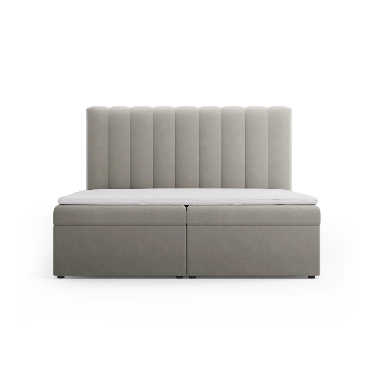 Kelp Boxspringbett mit Stauraum und Kopfteil in Samt (Blu13) in Hellgrau, 180x200 cm – Bild 1