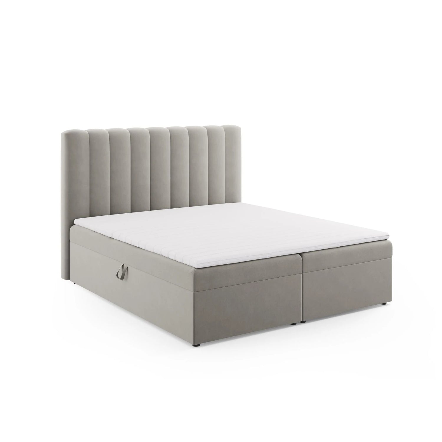 Kelp Boxspringbett mit Stauraum und Kopfteil in Samt (Blu13) in Hellgrau, 180x200 cm – Bild 3