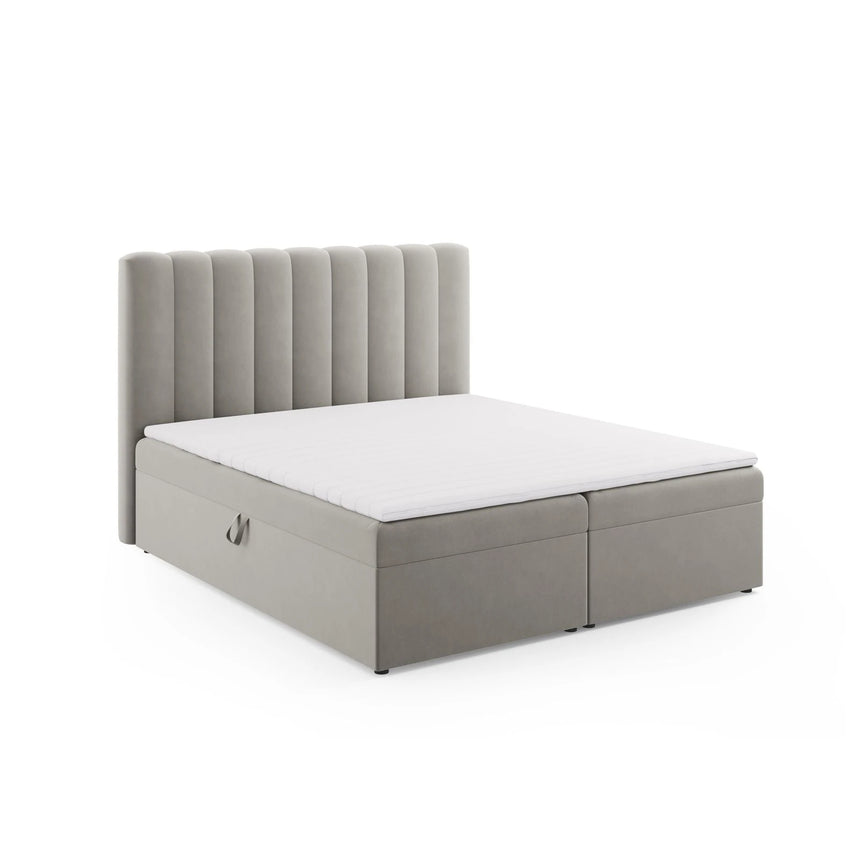 Kelp Boxspringbett mit Stauraum und Kopfteil in Samt (Blu13) in Hellgrau, 180x200 cm – Bild 3