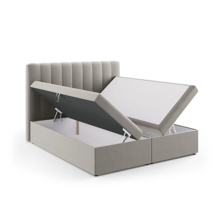 Kelp Boxspringbett mit Stauraum und Kopfteil in Samt (Blu13) in Hellgrau, 180x200 cm – Bild 5
