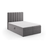 Kelp Boxspringbett mit Stauraum und Kopfteil in Samt (Blu14) in Grau, 140x200 cm – Bild 3
