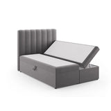 Kelp Boxspringbett mit Stauraum und Kopfteil in Samt (Blu14) in Grau, 140x200 cm – Bild 4