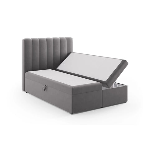 Kelp Boxspringbett mit Stauraum und Kopfteil in Samt (Blu14) in Grau, 140x200 cm – Bild 4