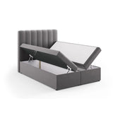 Kelp Boxspringbett mit Stauraum und Kopfteil in Samt (Blu14) in Grau, 140x200 cm – Bild 5
