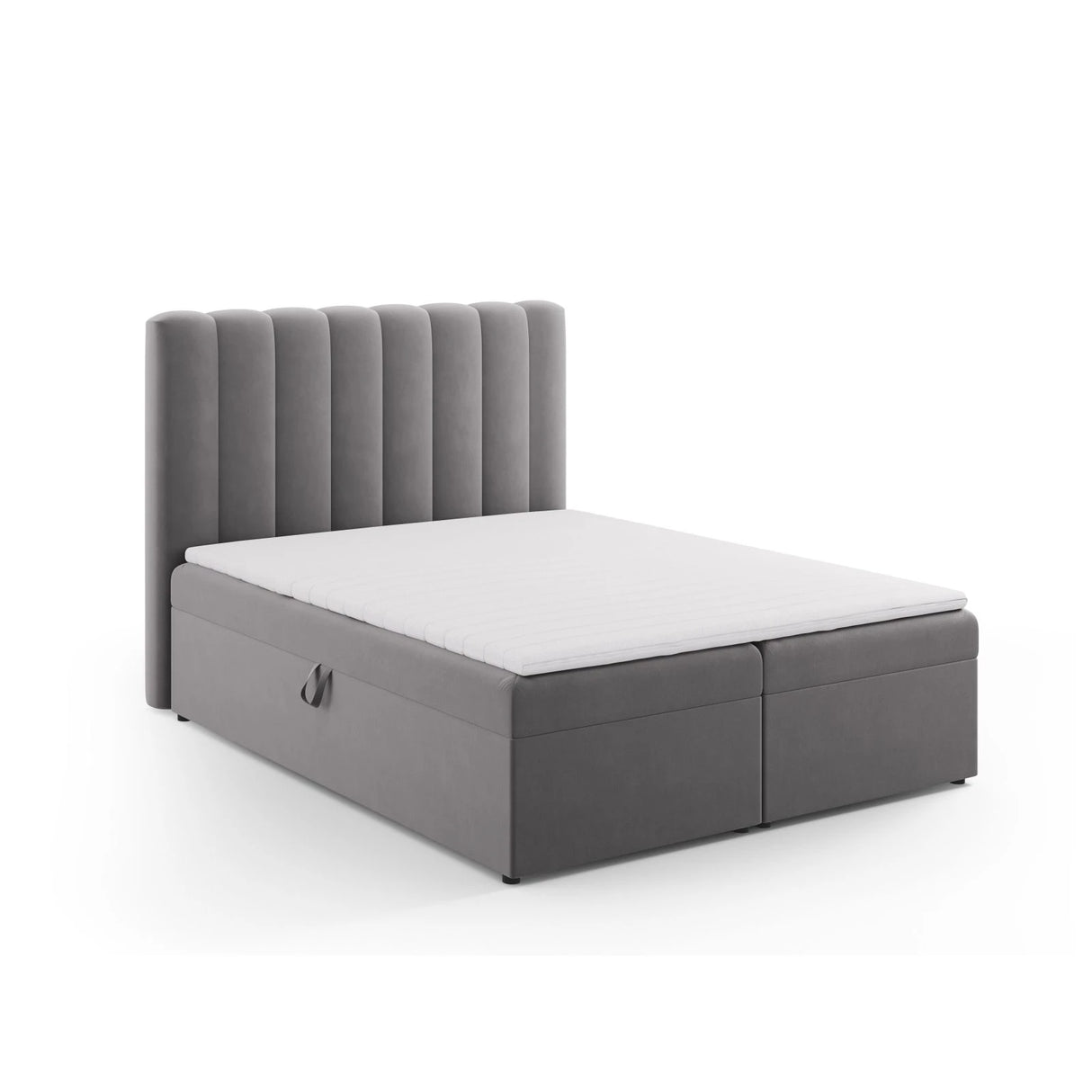 Kelp Boxspringbett mit Stauraum und Kopfteil in Samt (Blu14) in Grau, 160x200 cm – Bild 3