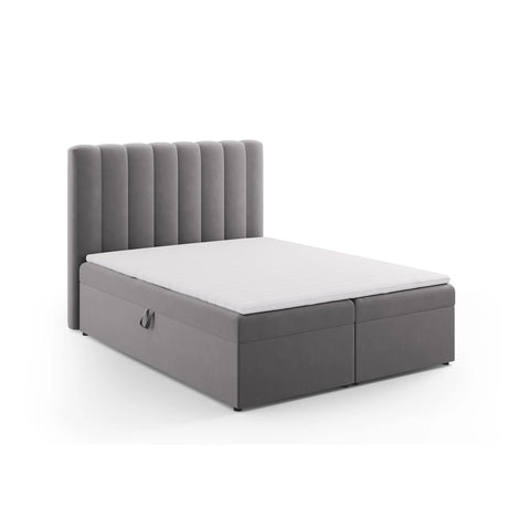 Kelp Boxspringbett mit Stauraum und Kopfteil in Samt (Blu14) in Grau, 160x200 cm – Bild 3