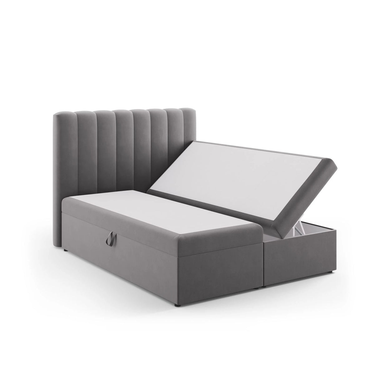 Kelp Boxspringbett mit Stauraum und Kopfteil in Samt (Blu14) in Grau, 160x200 cm – Bild 4