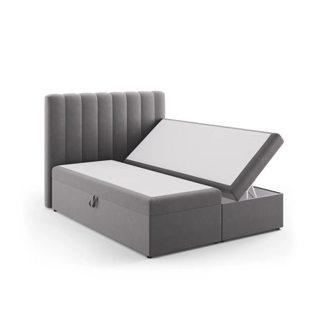Kelp Boxspringbett mit Stauraum und Kopfteil in Samt (Blu14) in Grau, 160x200 cm – Bild 4